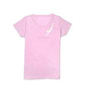 T Shirt da donna rosa chiaro con stampa del tuffatore di Paestum