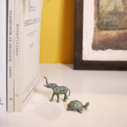 statuette elefante e tartaruga in bronzo