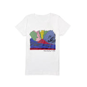T shirt bianca con stampa artistica di "Vesuvius" di Andy Warhol