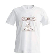 T Shirt bambino bianca con stampa Uomo Vitruviano di Leonardo Da Vinci